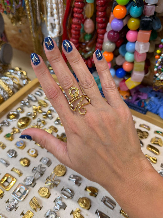 ADJUSTABLE GOLD SPIRAL MOTION RING