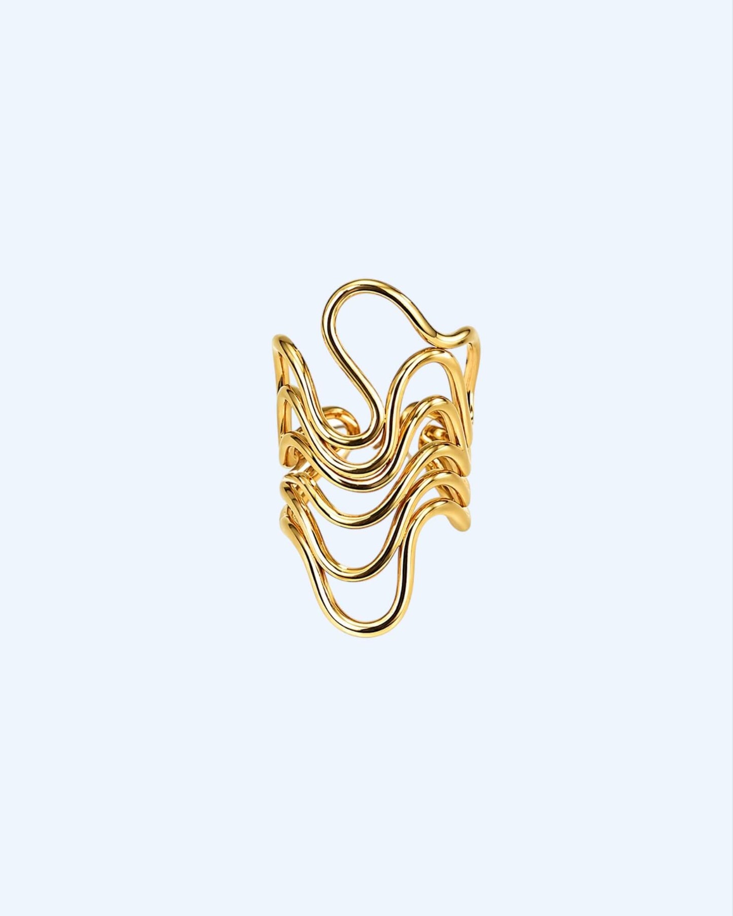 LONG MINIMALIST CURVED RING IN STAINLESS STEEL