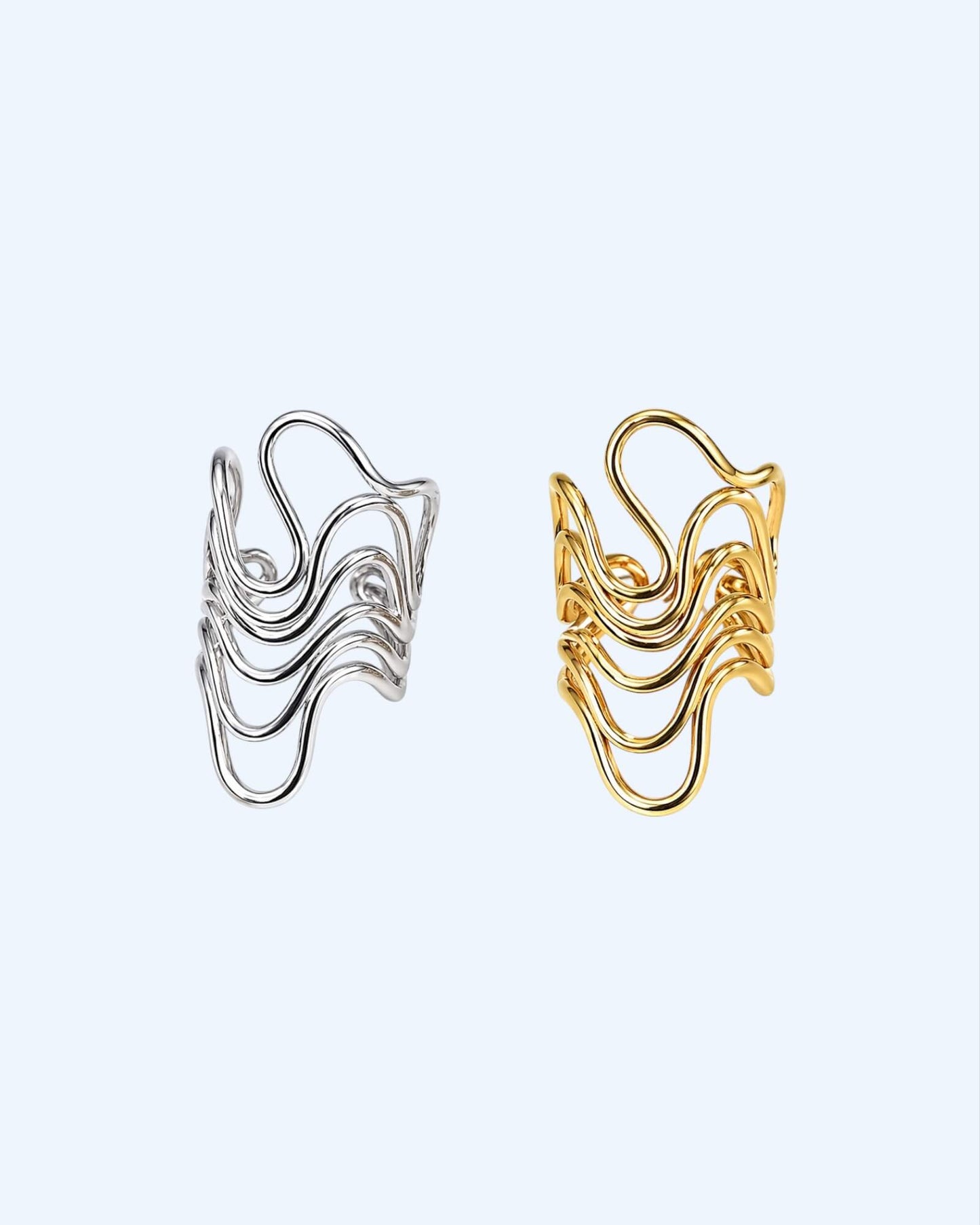 LONG MINIMALIST CURVED RING IN STAINLESS STEEL