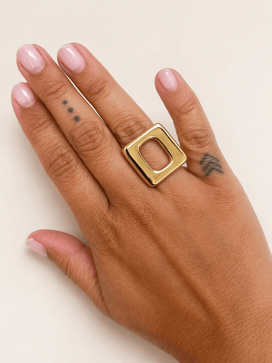 LARGE SQUARE STAINLESS STEEL RING