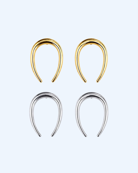 MINIMALIST CURVED STAINLESS STEEL EARRINGS