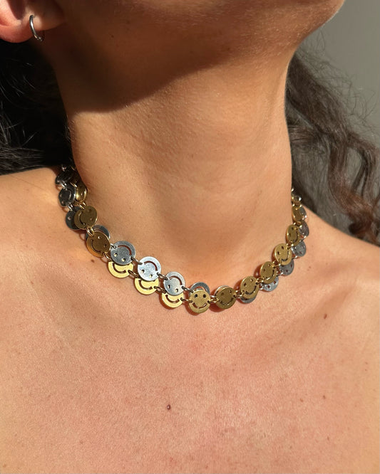 COLAR COM SMILES em aço inoxidável