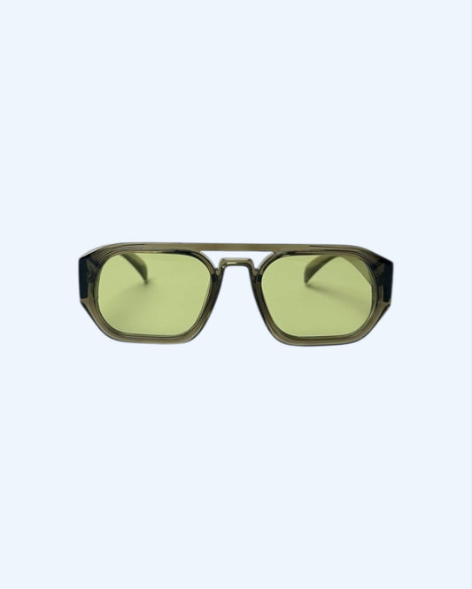 Lenny – Óculos Reto Oversized Transparente e Lentes Match Verde