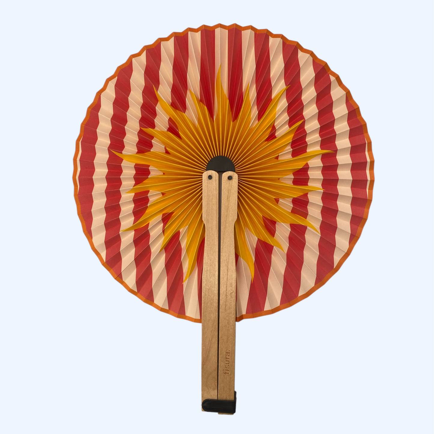 leque pai pai com sol. Leque para o verão, festas, cerimónias, sunsets e festivais.