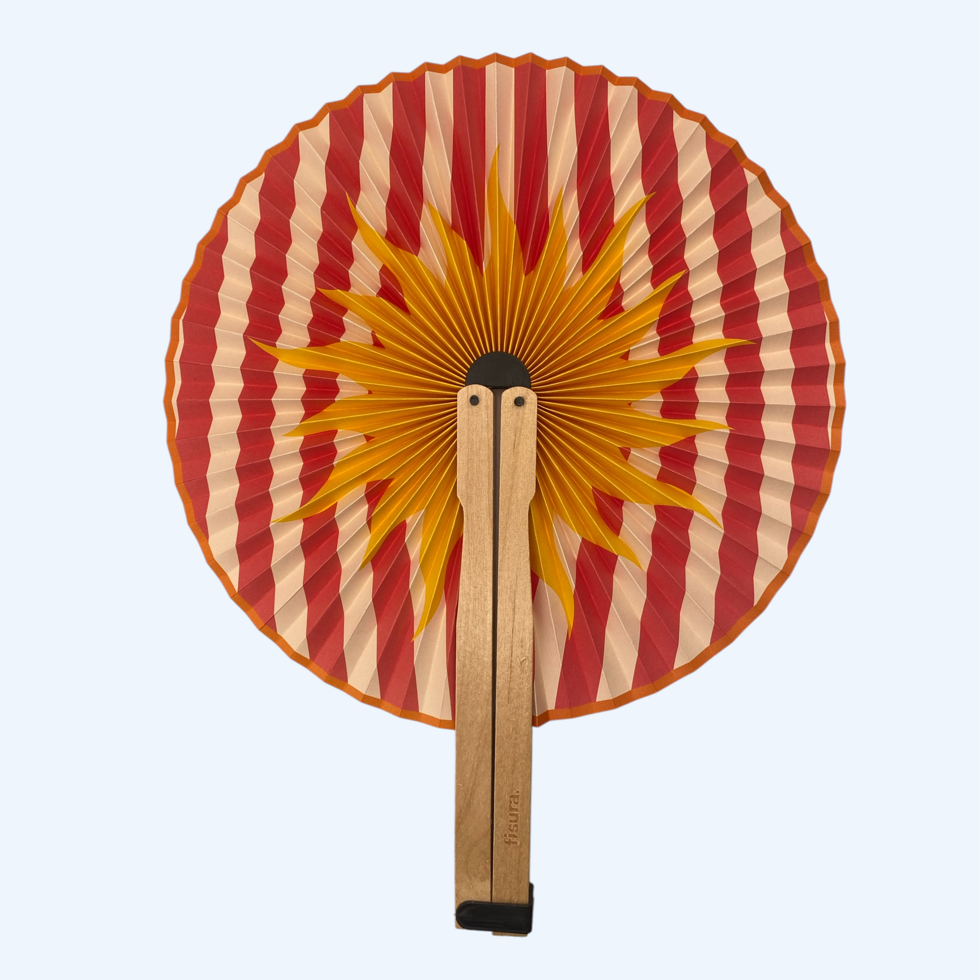 leque pai pai com sol. Leque para o verão, festas, cerimónias, sunsets e festivais.