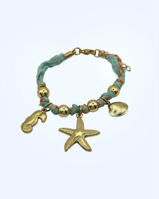 PULSEIRA COM PENDENTES MARINHOS em aço inoxidável