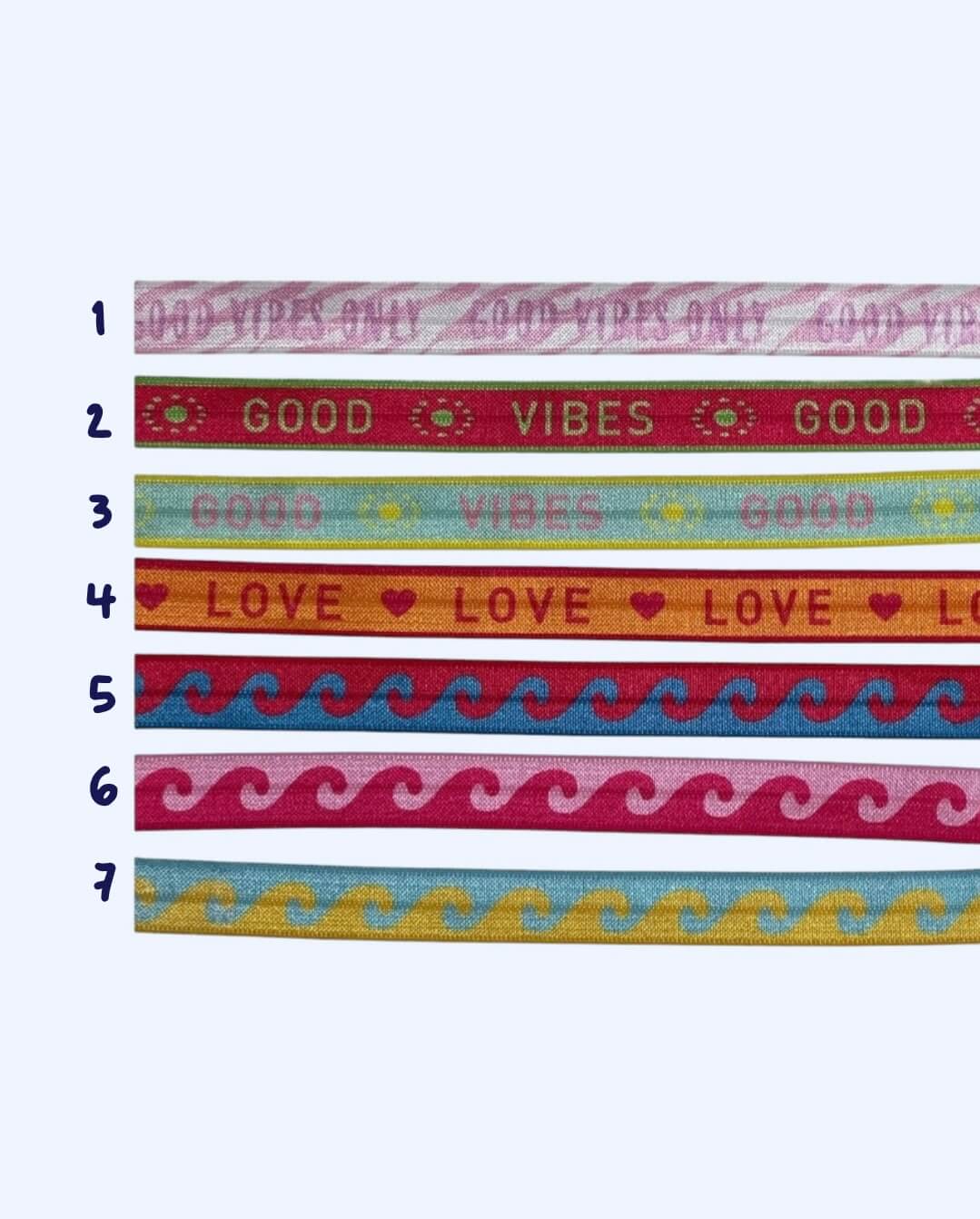 Pulseiras de verão coloridas de tecido elástico e fecho em aço inoxidável feitas à mão.